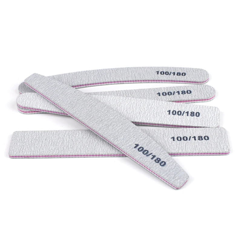50Pcs/Lot Grey Sandpaper Nail File 100/180 Double Sided Buffer Block Polisher Pedicure Manicure Nail Art Files Nails Accesorios