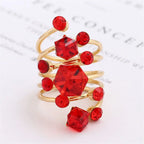Exaggerated Luxury Vintage Geometric Rhinestone Opening Ring Knuckle Finger Antique Rings for Women Punk Statement Jewelry Gift