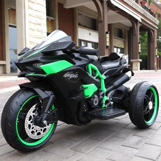 12V 1.1M Long Children Electric Two Wheeled Rechargeable Drive Motorcycle For 3-9 Years Kids Can Take Double Large Toy Car