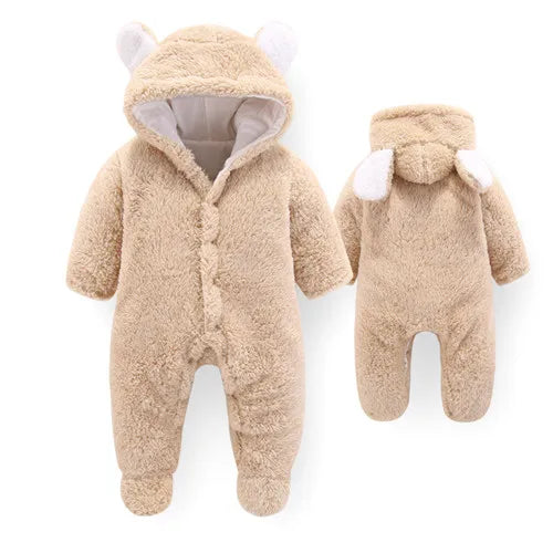Winter Newborn Baby Rompers Hoodie Girls Boys Clothes Cotton Long Sleeve Toddler Climbing Outwear Warm Infant Jumpsuit 0-12Month