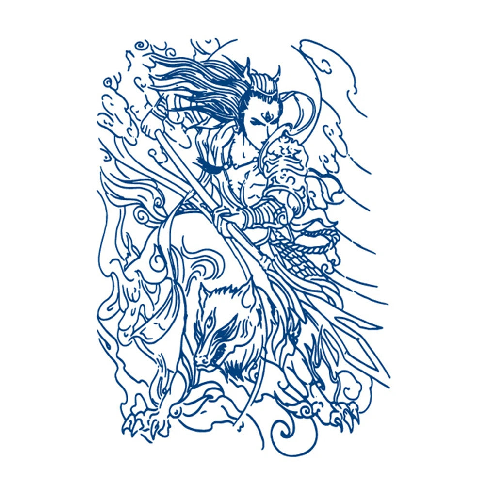 Waterproof Temporary Tattoos Juice Full Arm Fake Totem Tiger Dragon Tattoo Sticker Realistic Transfer Tattoos For Men Women Art