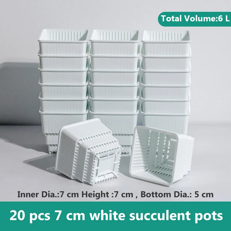 Meshpot Square Plastic Succulents Planter Pots With Tray Set,Nursery Pot Cactus Plant Pot Garden Pot