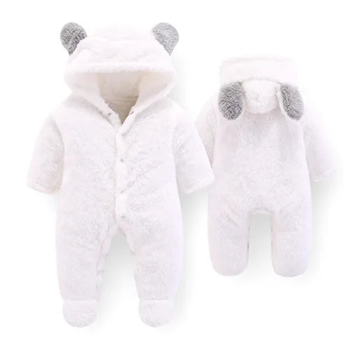 Winter Newborn Baby Rompers Hoodie Girls Boys Clothes Cotton Long Sleeve Toddler Climbing Outwear Warm Infant Jumpsuit 0-12Month