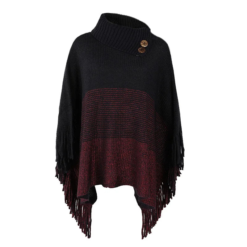 Plus Size Poncho For Women 2025 Spring Autumn Fashion Tassel Pullover Capes Female Loose Casual Knit Cloak Shawl Sweater