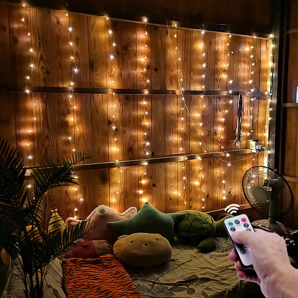 3MX2M LED Waterproof Remote-control 8 Modes Fairy Lights USB Powered LED Curtain Romantic Christmas Wedding Home Illumination