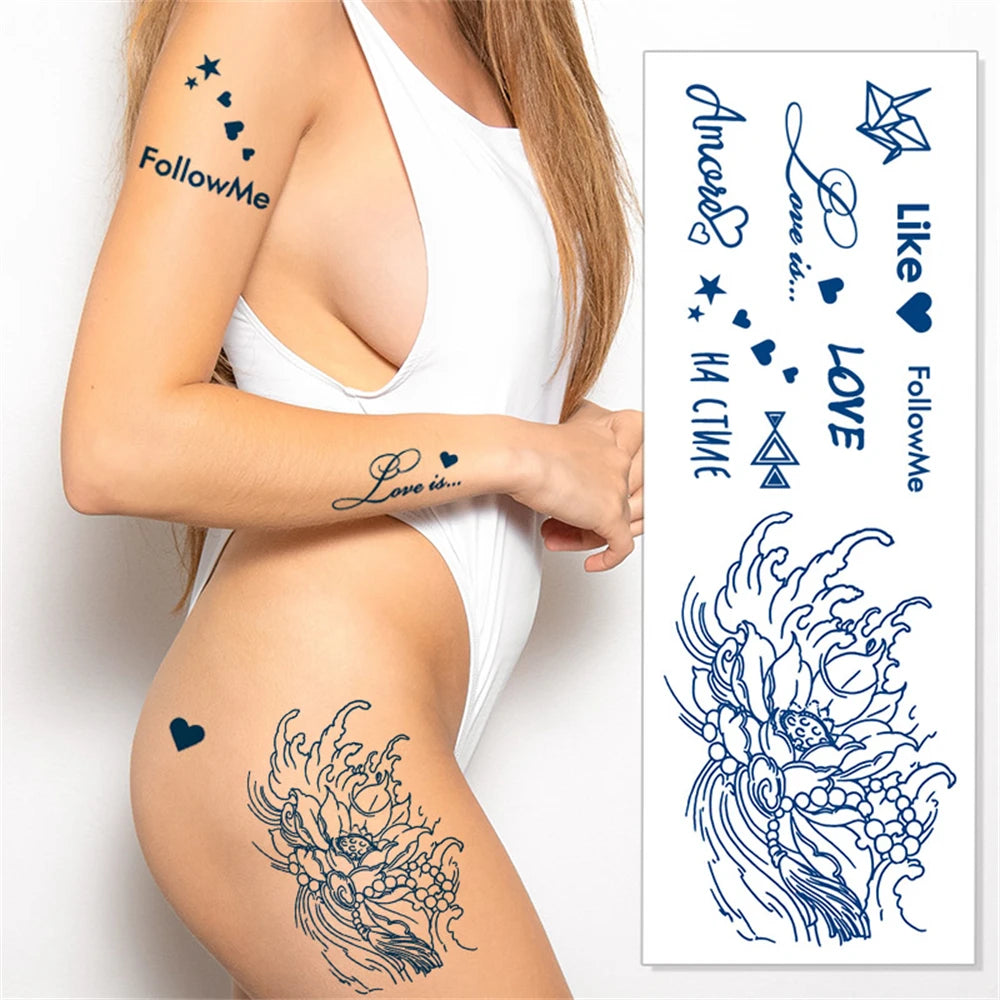Waterproof Temporary Tattoos Juice Full Arm Fake Totem Tiger Dragon Tattoo Sticker Realistic Transfer Tattoos For Men Women Art
