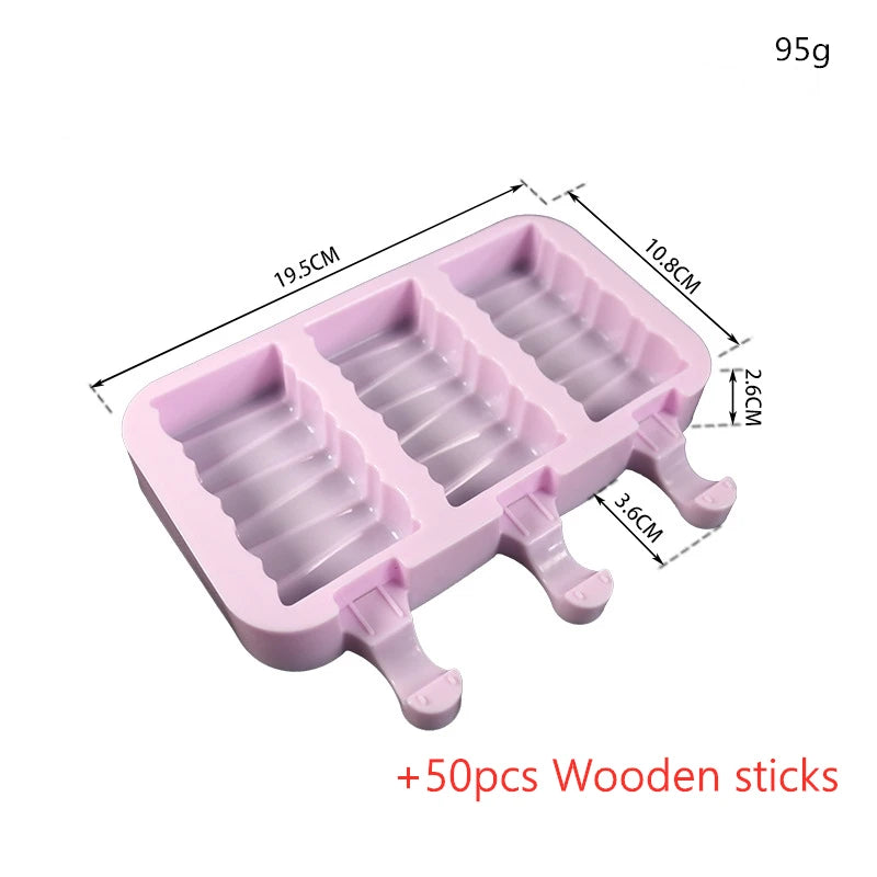 Silicone Ice Cream Mold Popsicle Siamese Molds with Lid DIY Homemade Ice Lolly Mold Cartoon Animals Image Handmade Kitchen Tools