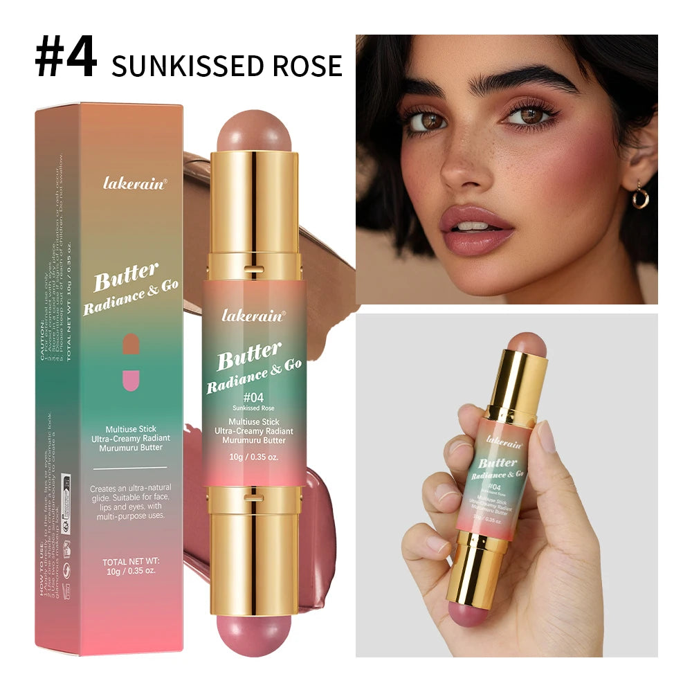 2 IN 1 Multiuse Stick Double Headed Bronzer Blush For Cheeks Eyes Lips Long Lasting Matte Glow Makeup Contouring Stick Makeup
