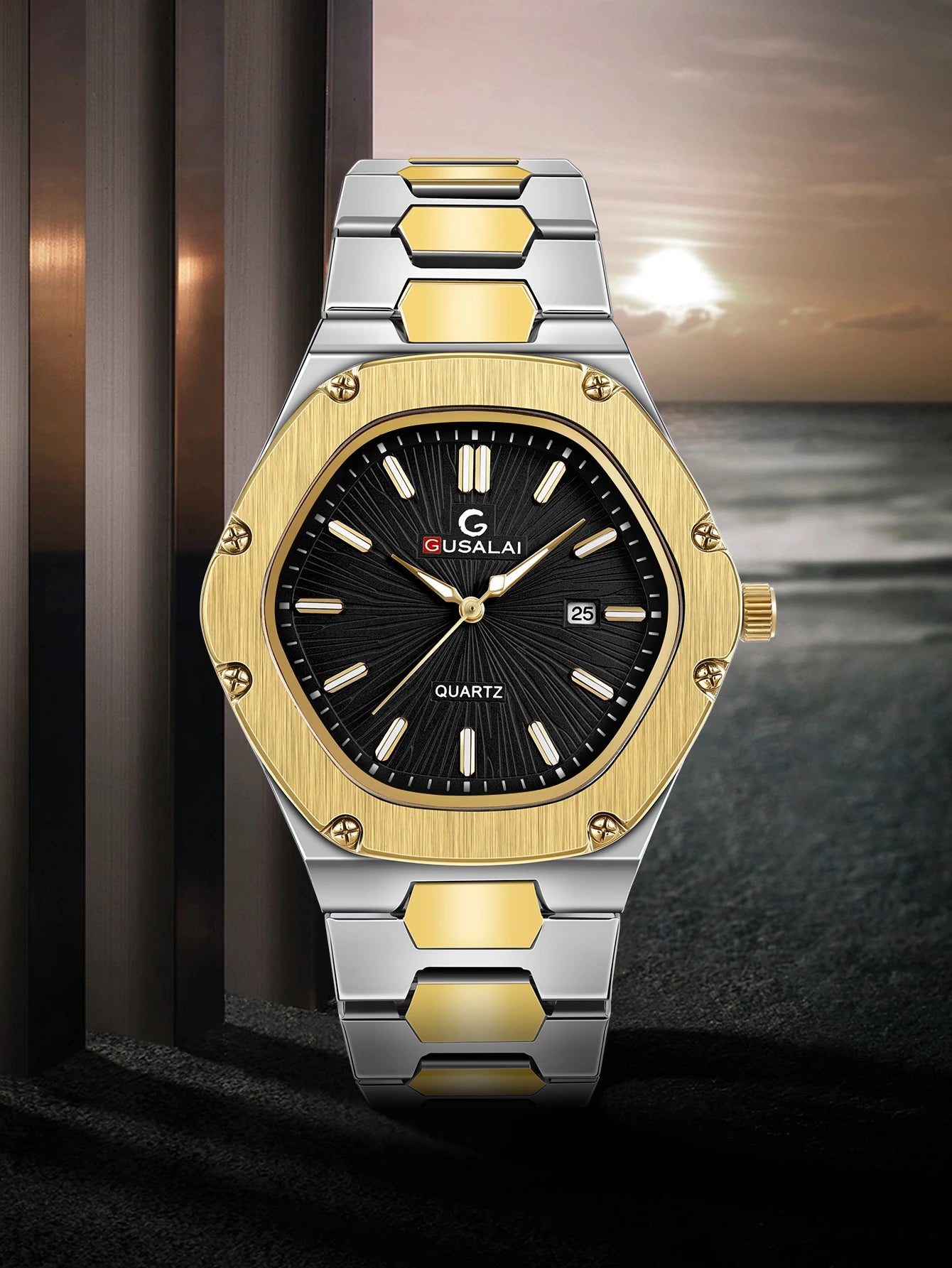 Luxury Men's Quartz Watch, Stainless Steel Strap Wristwatch with Date Calendar, Perfect Christmas Gift for Men & Boys