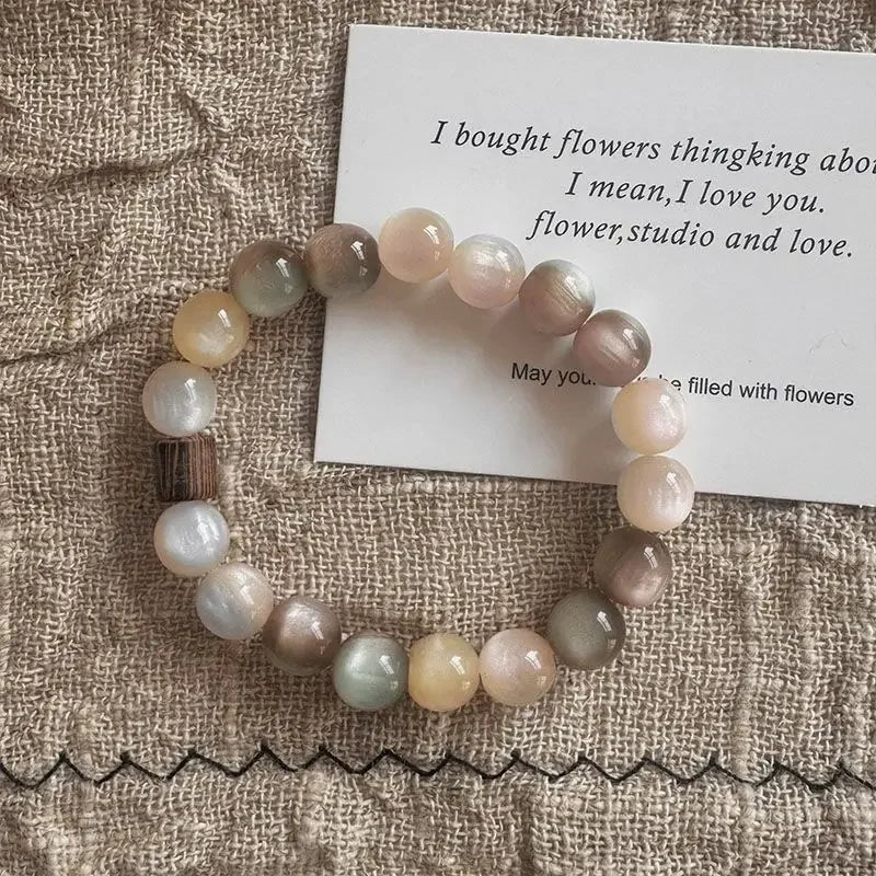 Vintage Pink Brown Beaded Bracelet Unique Stylish Jewelry Gift for Women Friendship Bracelets Браслет