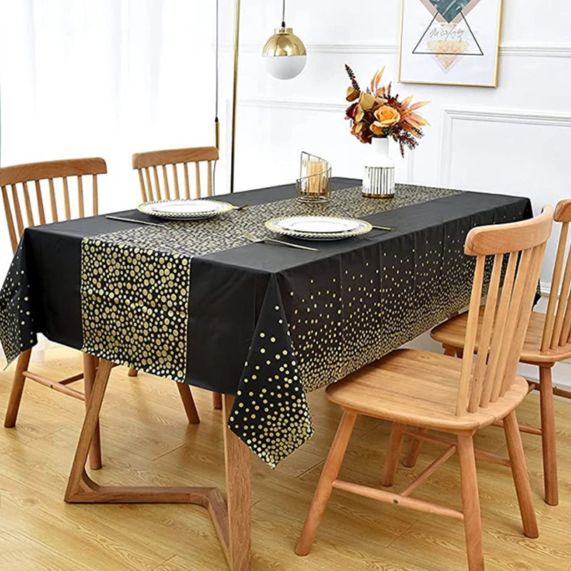 1pc Gold Dot Table Cloth for Events, Disposable Table Cover, Ideal Tablecloths for Party Decorations, Dining, Wedding & Holiday