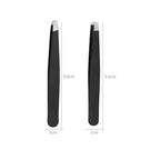 Stainless Steel Black Eyebrow Tweezer with Slant and Flat Point Beauty Tools for Eyelash Tweezer & Ingrown Hair Removal