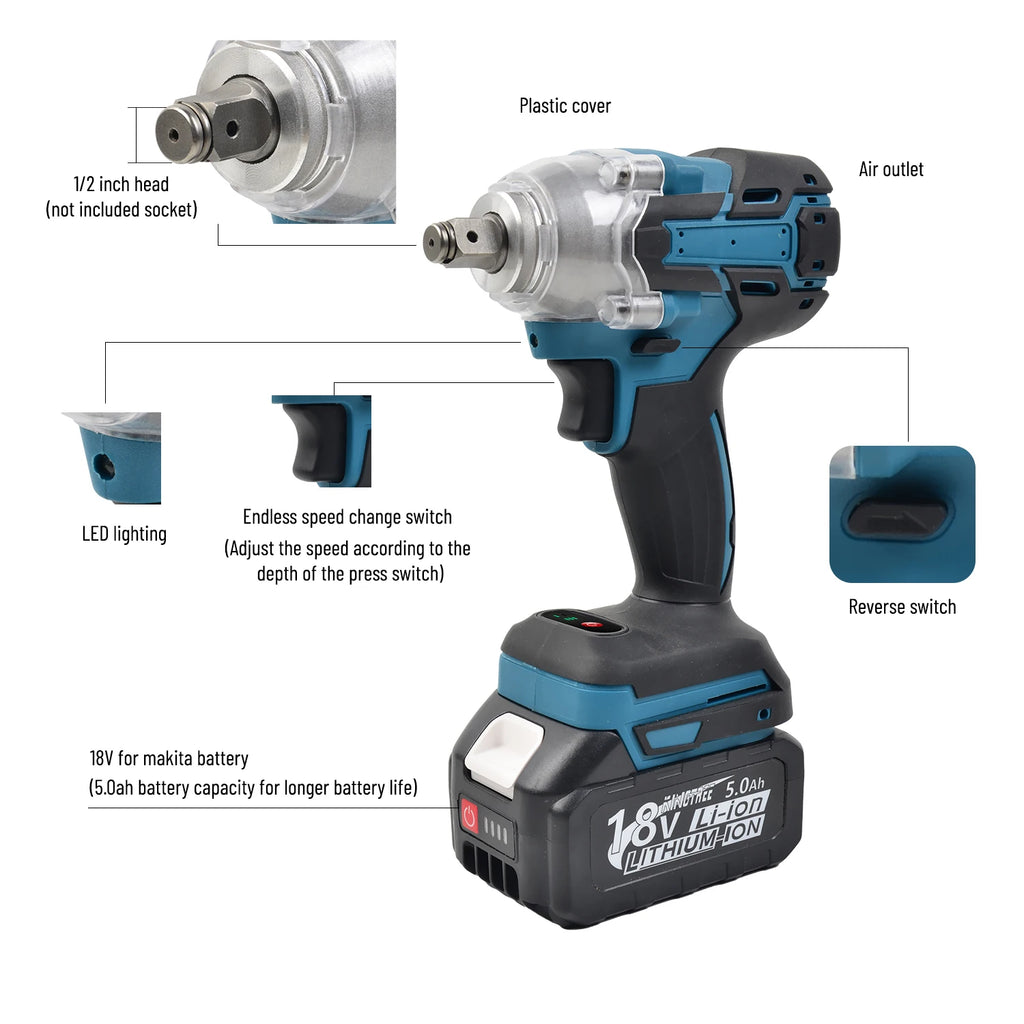 TW004 charging impact wrench 40V electric wrench wind cannon brushless lithium high torque electric tool