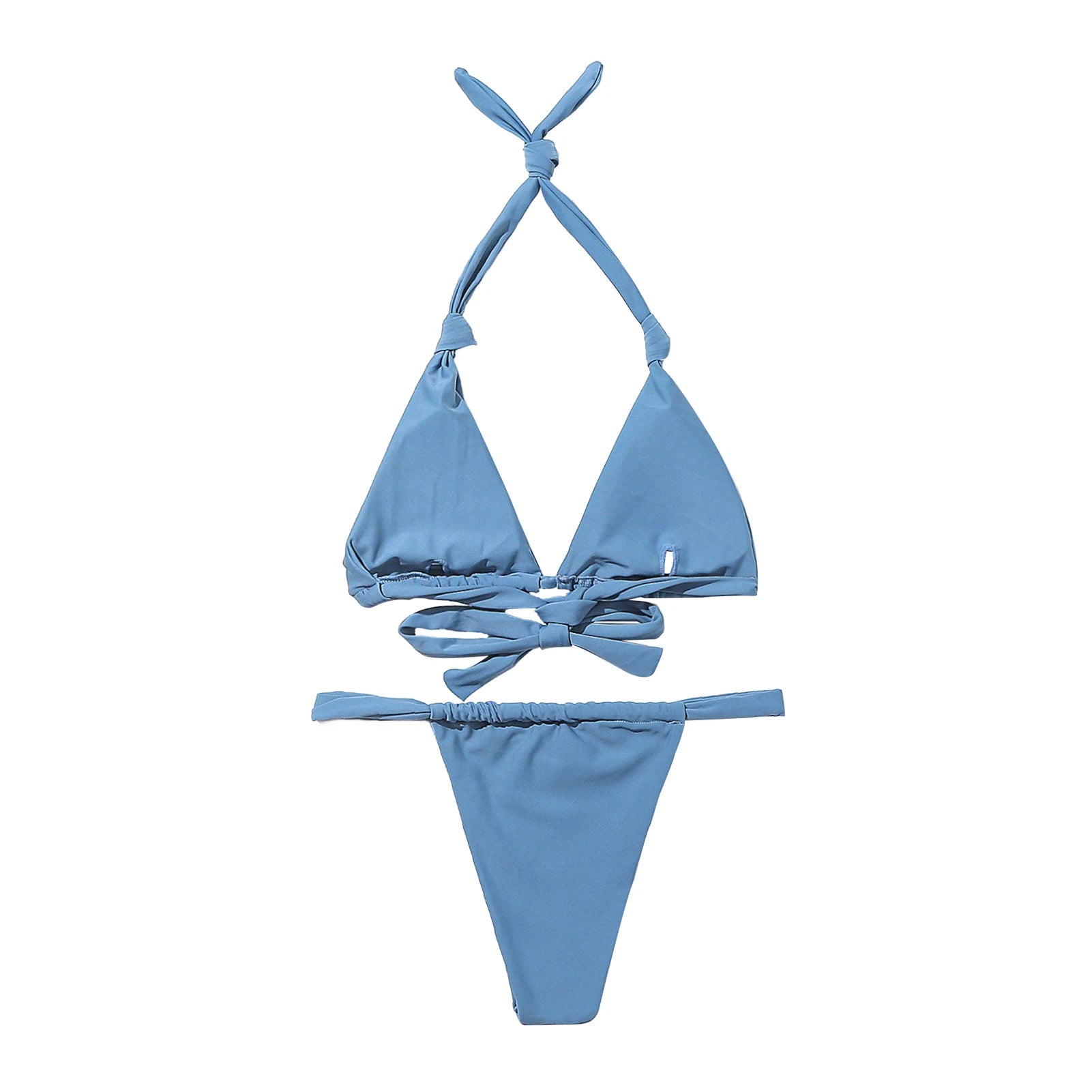 Sexy Folds Bikini Set Solid Micro Bikinis Women Swimsuit Female Triangle Swimwear Beach Wear Bathing Suit