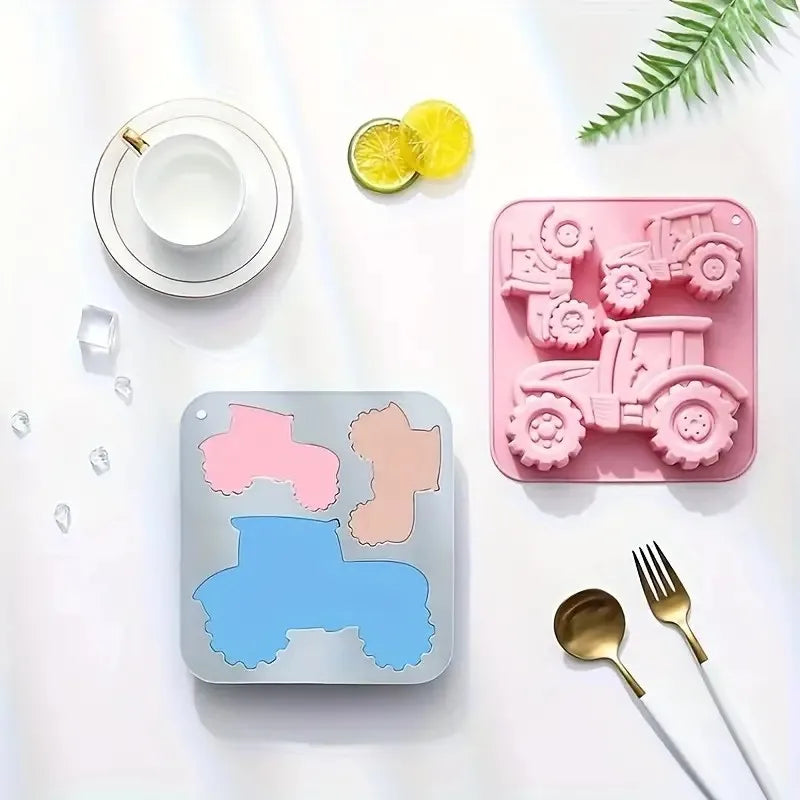 3-Cavity Tractor-Shaped Silicone Mold of Different Sizes Chocolate Jelly Ice Cube Cake Mold High Temperature Resistant