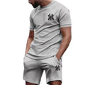 New hot selling 2026 men's two-piece sportswear short sleeved T-shirt and pants set running and fitness sportswear summer