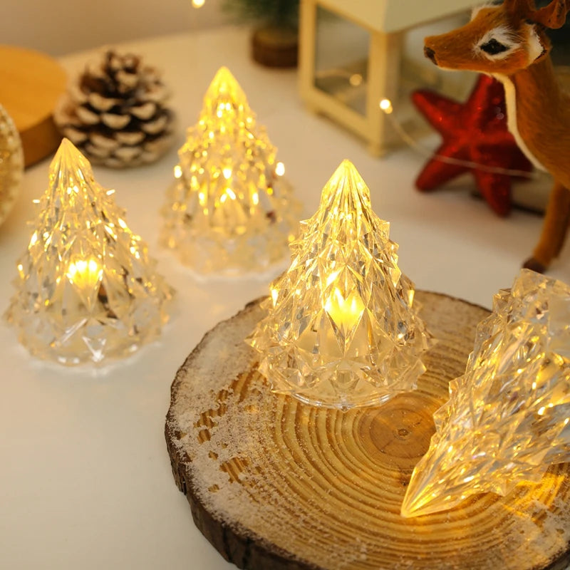 1/2Pcs LED 8.5cm Flameless Christmas Tree Shape Candle Light for Home Party Christmas Decoration New Year Gift 2025 Navidad