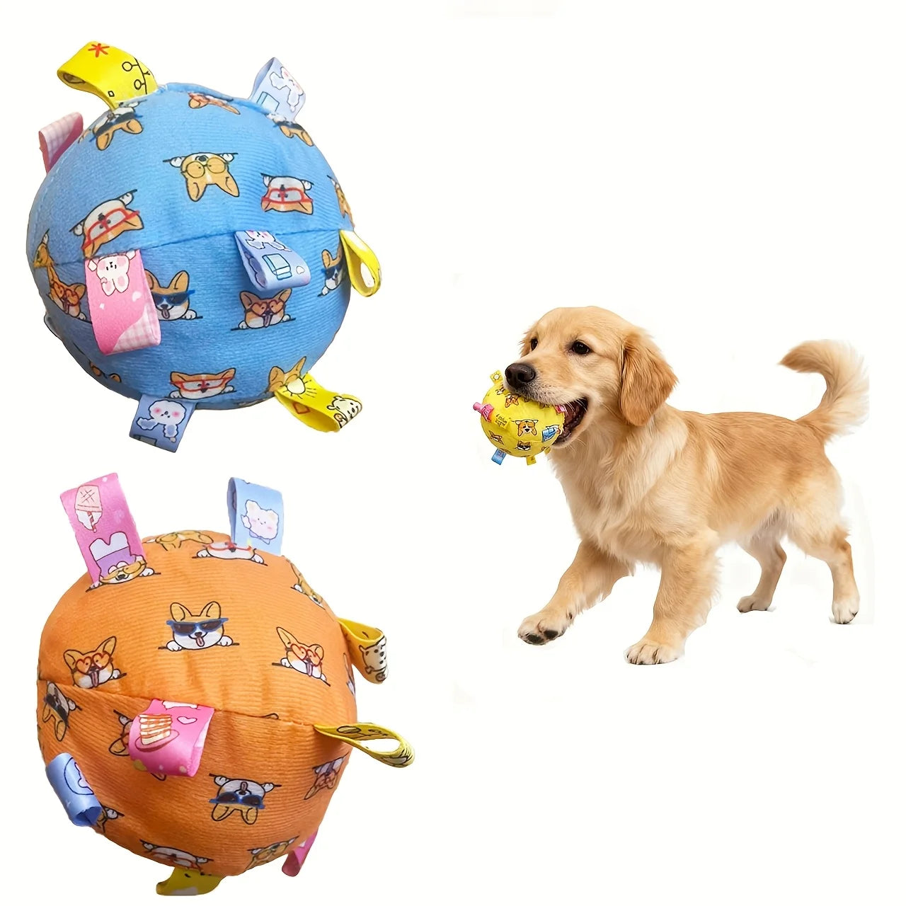 Dog Interactive Sound Ball Toy with Animal Patterns,  Pet Ball Suitable, Outdoor Play and Training, Dog Toy with Lively Design