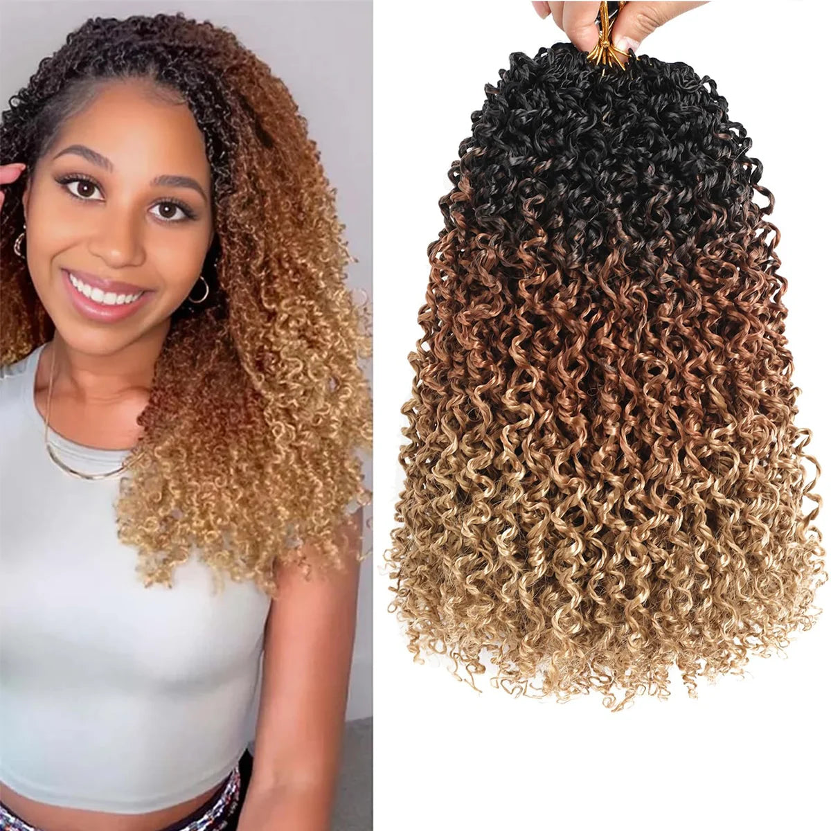 Yanky Twist Crochet Hair Extensions，8" 10" 12" 14" Lengths，8 Pieces/Pack，Synthetic Braiding Hair Perfect for Halloween Christmas