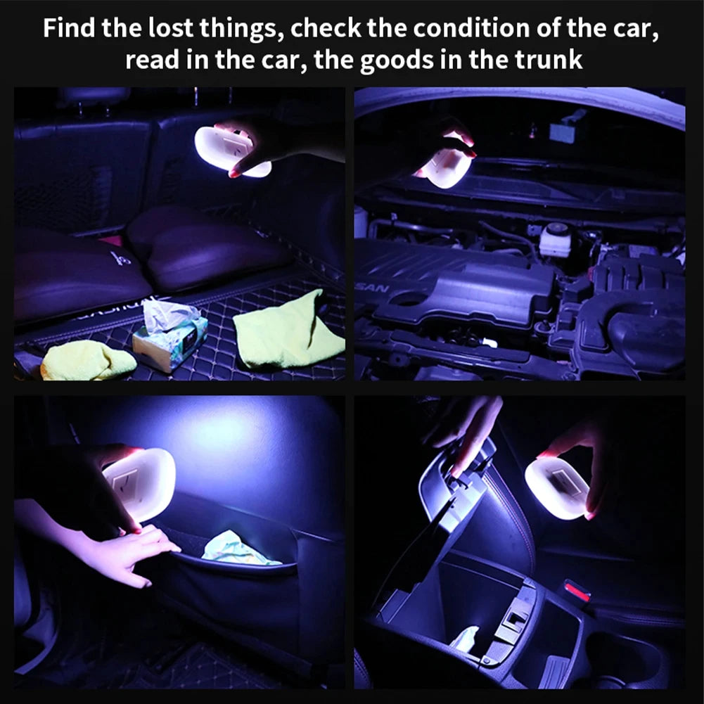 Car LED Touch Lights Wireless Interior Light Magnetic Auto Door Light Roof Ceiling Lamp Reading Lamp USB Rechargeable 5V