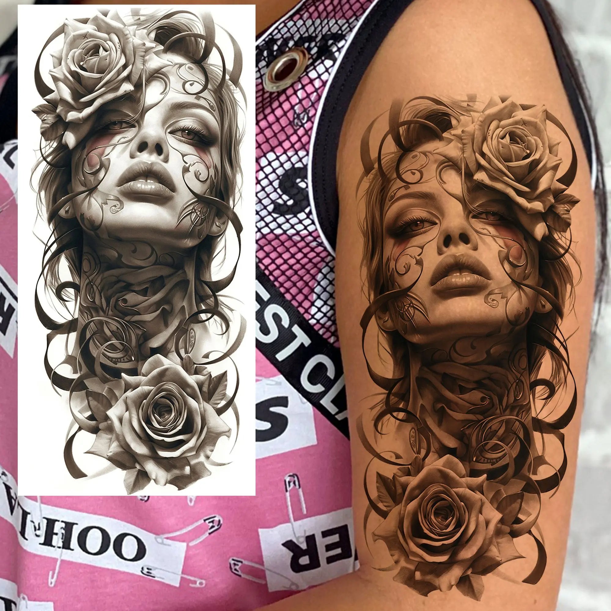 1 Sheet Joker Bad Guy Gangster Temporary Tattoos For Men Women Realistic Fake Tattoos Waterproof Long Lasting Arm Tatoo Stickers