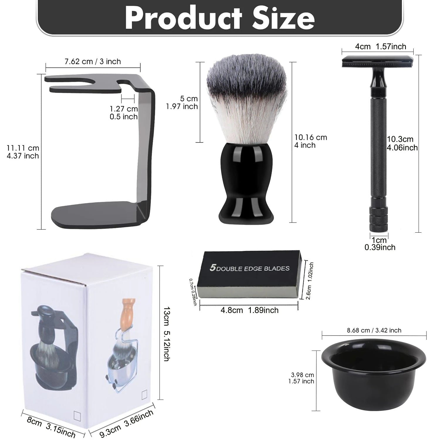 Professional Shaving Kit for Men - Shaving Bowl, Brush, Razor Stand & Blades, Essential Grooming Tools for Barbershop & Home Use