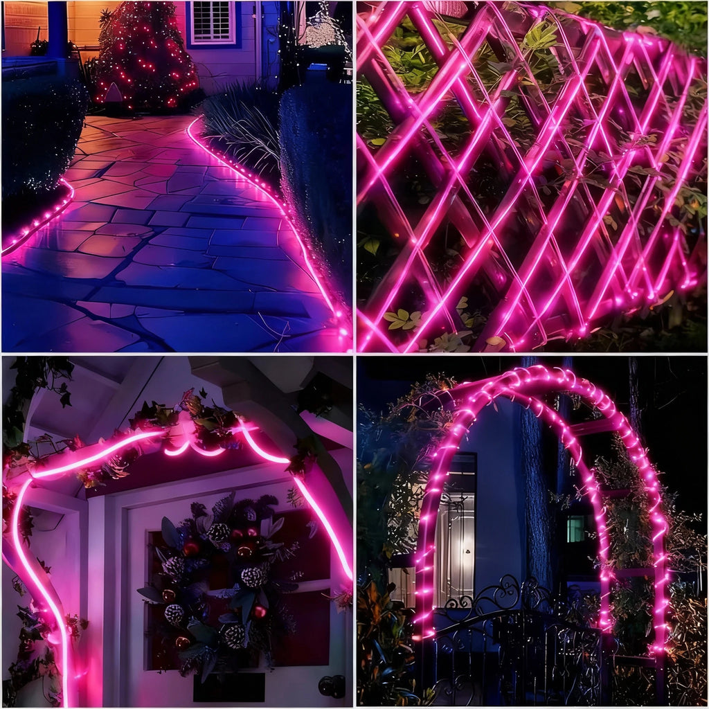 Solar Tube Rope String Lights Outdoor,22M/17M/12M/7M Solar Fairy Lights IP54 For Decor Outdoor Garden Deck Tree Yard Fence