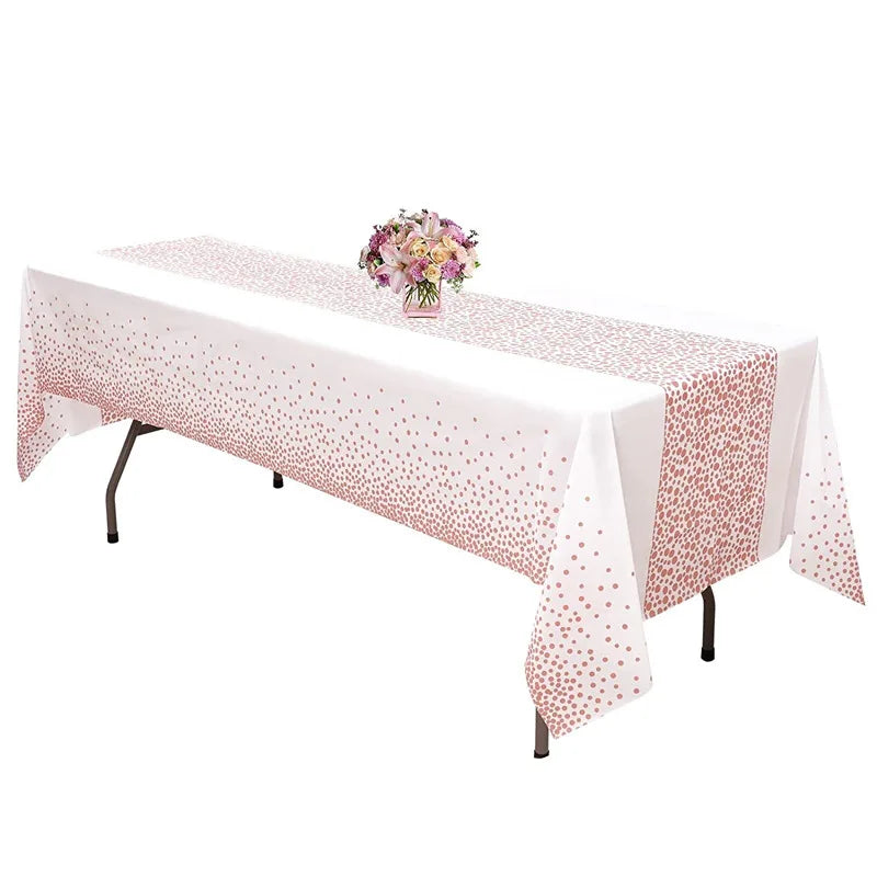 1pc Gold Dot Table Cloth for Events, Disposable Table Cover, Ideal Tablecloths for Party Decorations, Dining, Wedding & Holiday