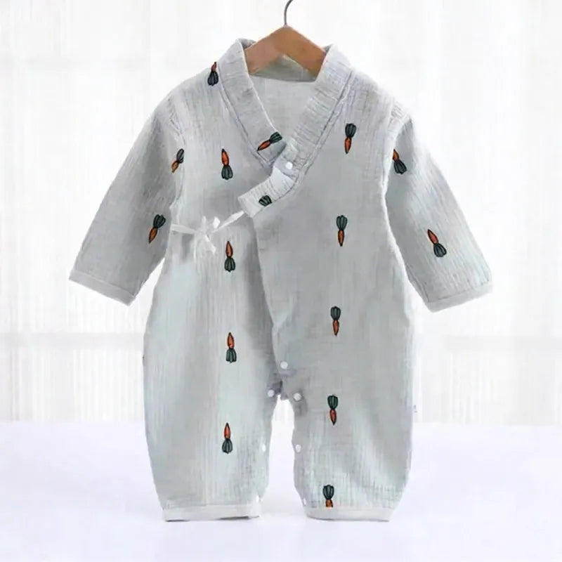 Baby Boys Girls Jumpsuit Clothes Newborn Muslin Cotton Long Sleeve Romper 0-2 Years