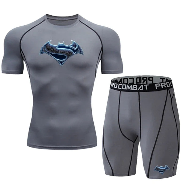 2026 Men's T Shirt Outdoor Training Fitness Gym Jogging Running Sweatshirt Bat/-Man Compression Shirts Tight Elastic Breathable