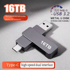 16TB Flash Drive USB 3.2 High Speed Metal Transfer Waterproof C Disk Type-C Large Storage for Phone Computer PC Data New 2026