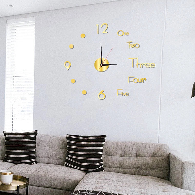3D Wall Clock Mirror Wall Stickers Creative DIY Wall Clocks Modern Design Mute Quartz Needle Watch Home Decor