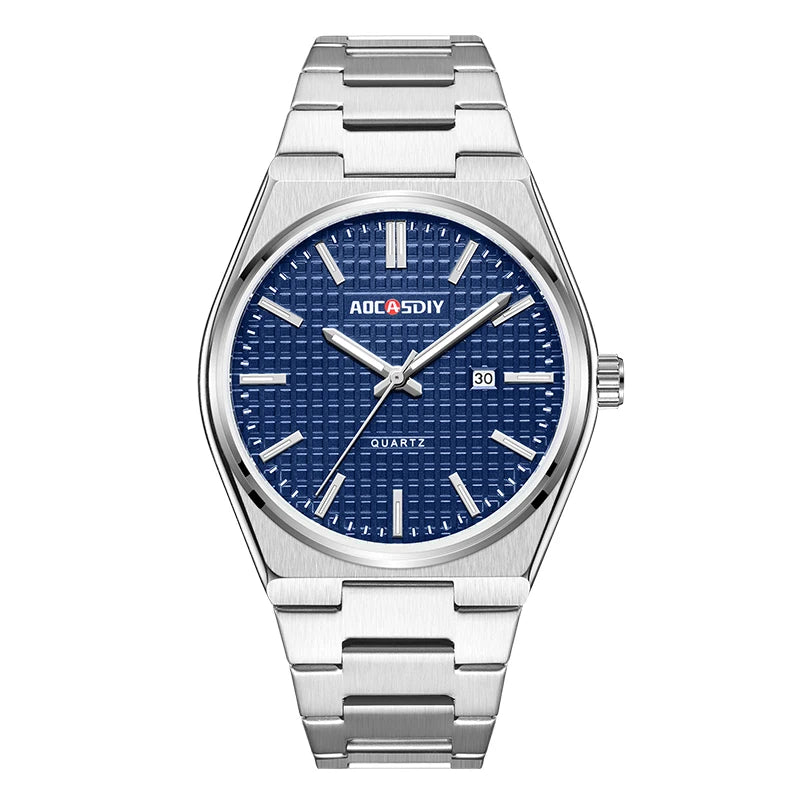 Watch men's fashion steel strip quartz watch waterproof night light calendar men's watch