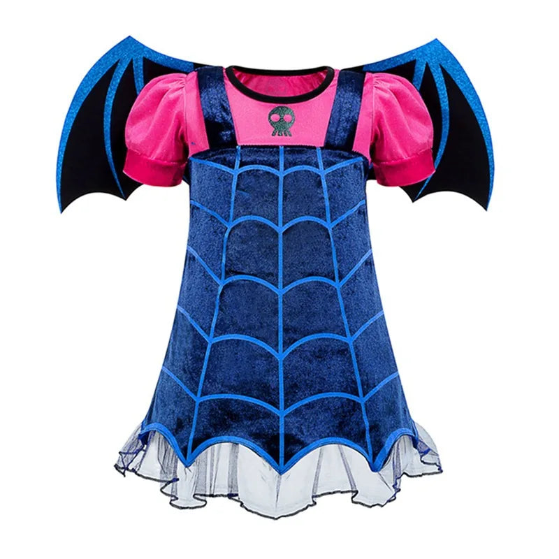 2026 Girls Halloween Cosplay Kids Children Pumpkin Costume Witch Dress Clothing Set With Hat Bag