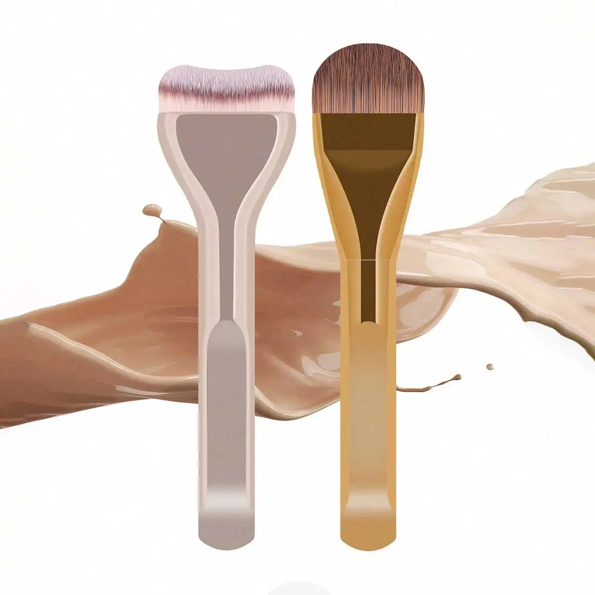 MAANGE 2pcs Foundation Makeup Brushes Set Ultra Thin Top Mask Brush For Liquid Cream Cosmetics Blending Beauty Tool Premium Gift