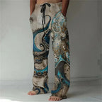 Loose And Casual men's New Bamboo Leaf 3D Printed sweatpants, Versatile And Fashionable Pocket Drawstring Sports Pants