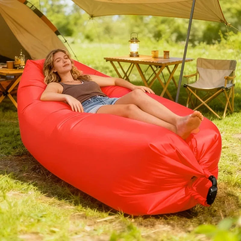 Portable Multicolor Inflatable Lazy Sofa, Fold‑Up Air Sofa Bed for Outdoor Beach Camping Single Size Relax Lounger
