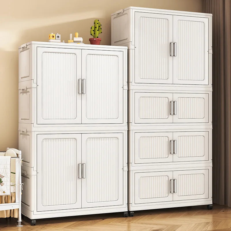 Foldable Plastic Kids Wardrobe Closet Portable Clothes Storage Cabinet Baby Nursery Organizer Space Saving Easy Assembly