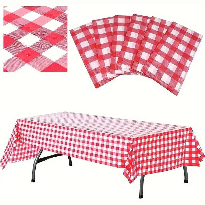 1/3PCS Disposable Checkered Tablecloth Plastic Tablecloth for Birthday Party Wedding Picnics Easy To Clean