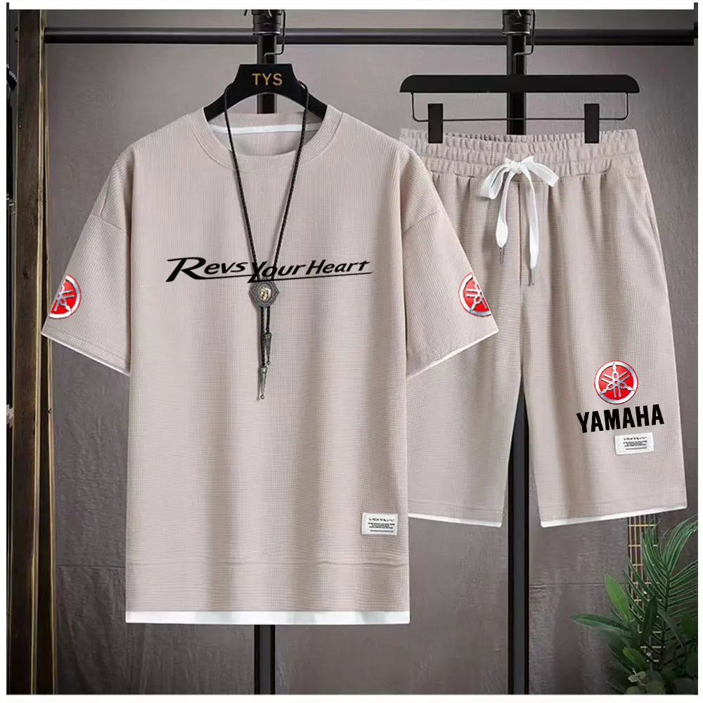 2026 Yamaha Racing Men's Sport Clothing Set Spring/Summer Short Sleeve T-Shirt & Sports Shorts Running Men's Athletic Wear