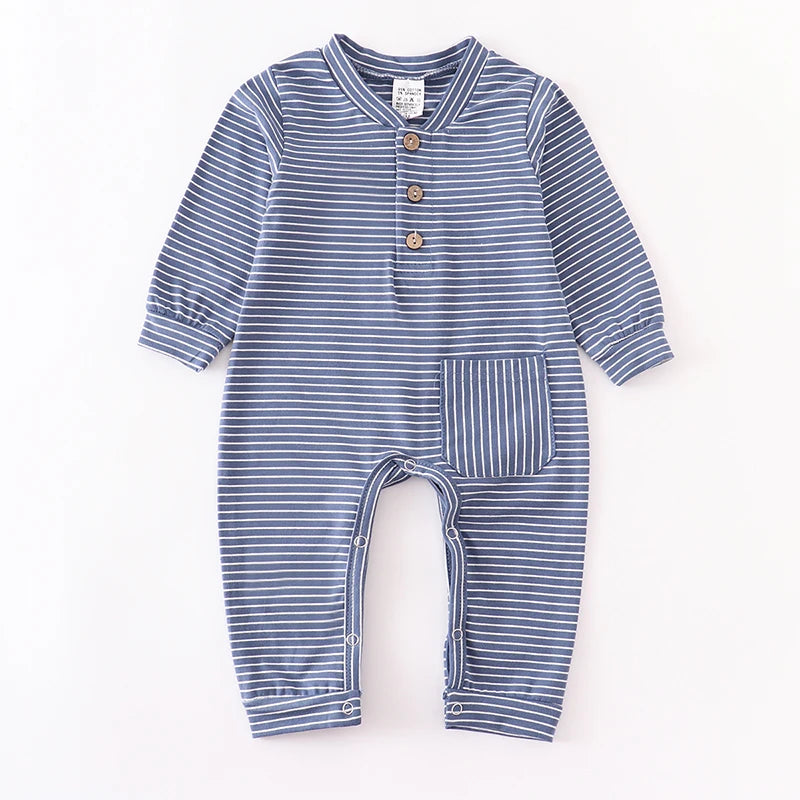 Newborn Baby Boy Romper Long sleeve Girl Infant Cotton Clothes Knitted Stripe Solid Jumpsuit For Toddler Outfits 0-24M