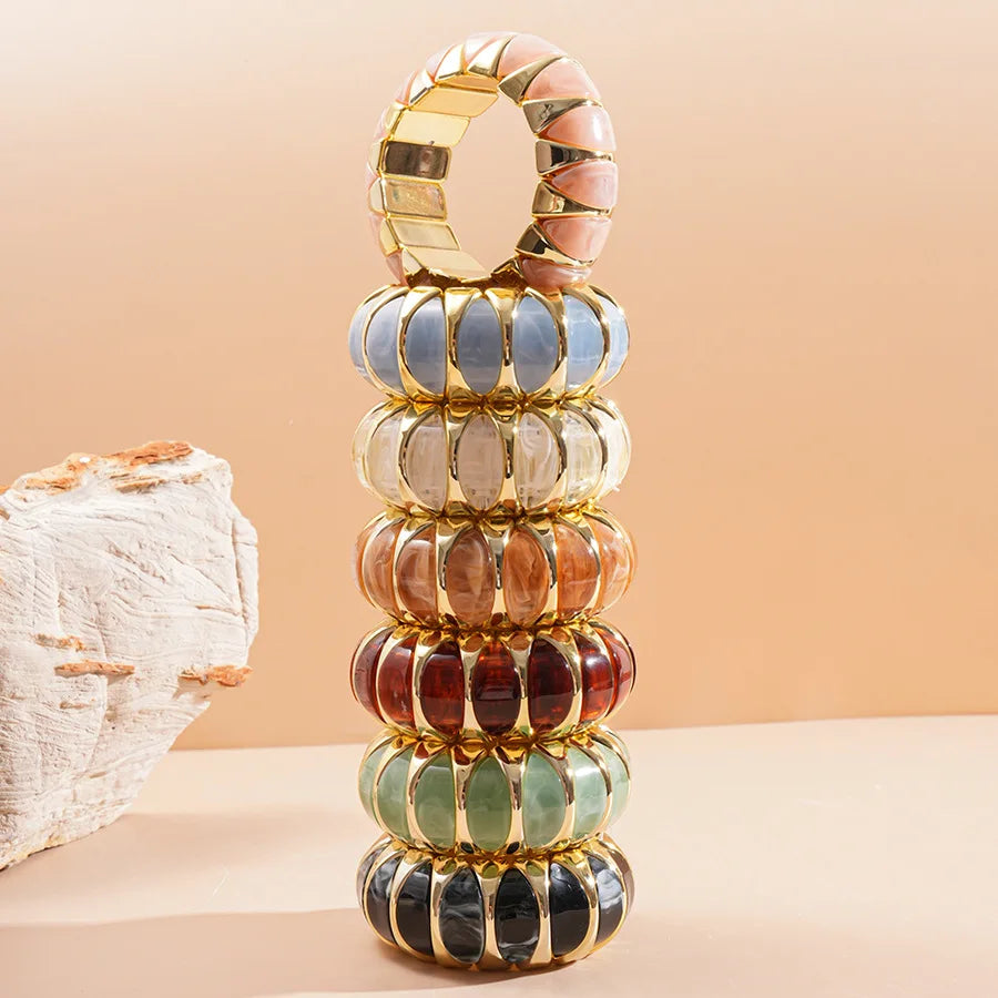 Glamorous Colorful Acrylic Bracelet for Women, Sweet Elastic Stretch Bracelet, Trendy Daily Wear & Dating Gift