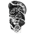 Waterproof Temporary Tattoo Sticker Forest Big Tiger Lion Wolf King Body Arm Hand Cool Art Black Animal Men Women Fake Tattoos