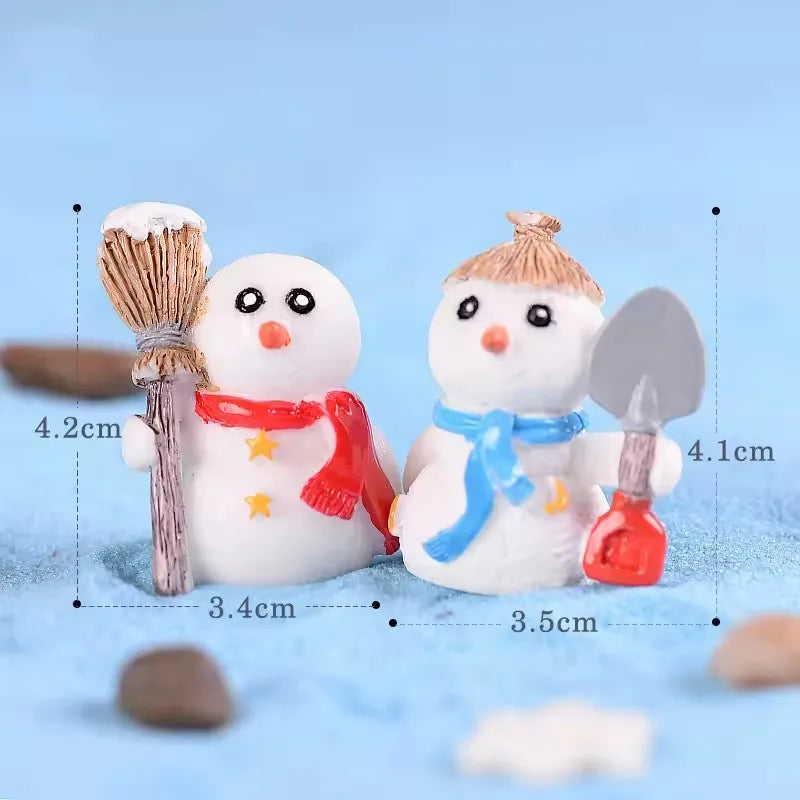 New Christmas Deer Santa Claus Sled Tree Snowman Figurine Doll House Home Decor Miniature Garden Decoration Accessories Modern