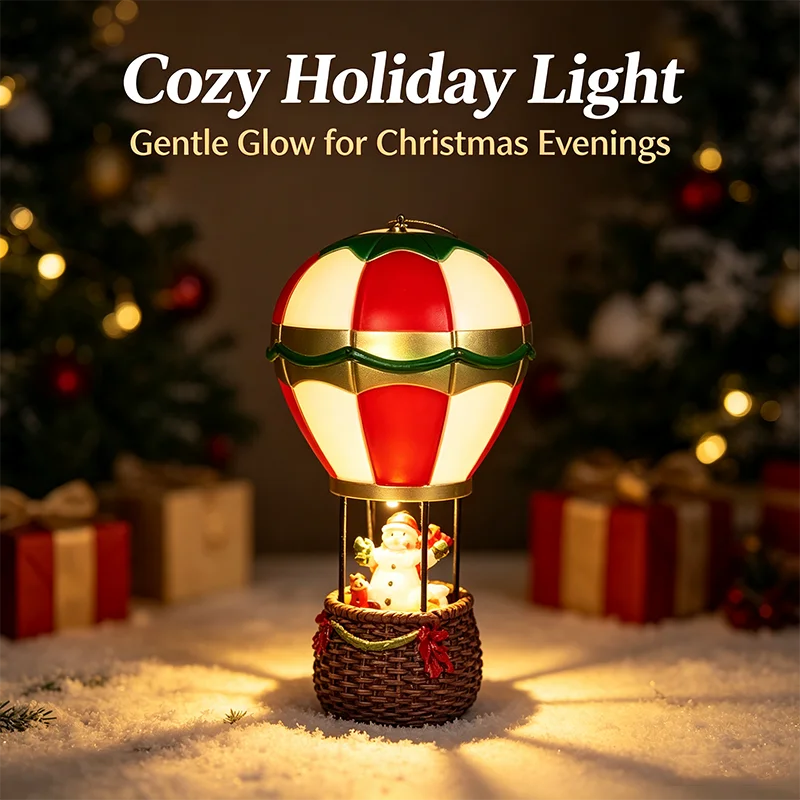 Christmas Glowing Ornaments Santa Claus Snowman Fireplace Resin LED Night Light Christmas Decoration Holiday Kids Toys Gift