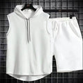 2025 summer new men's two-piece casual T-shirt and shorts set men's sports set fashionable short sleeved sports set hooded T-shi