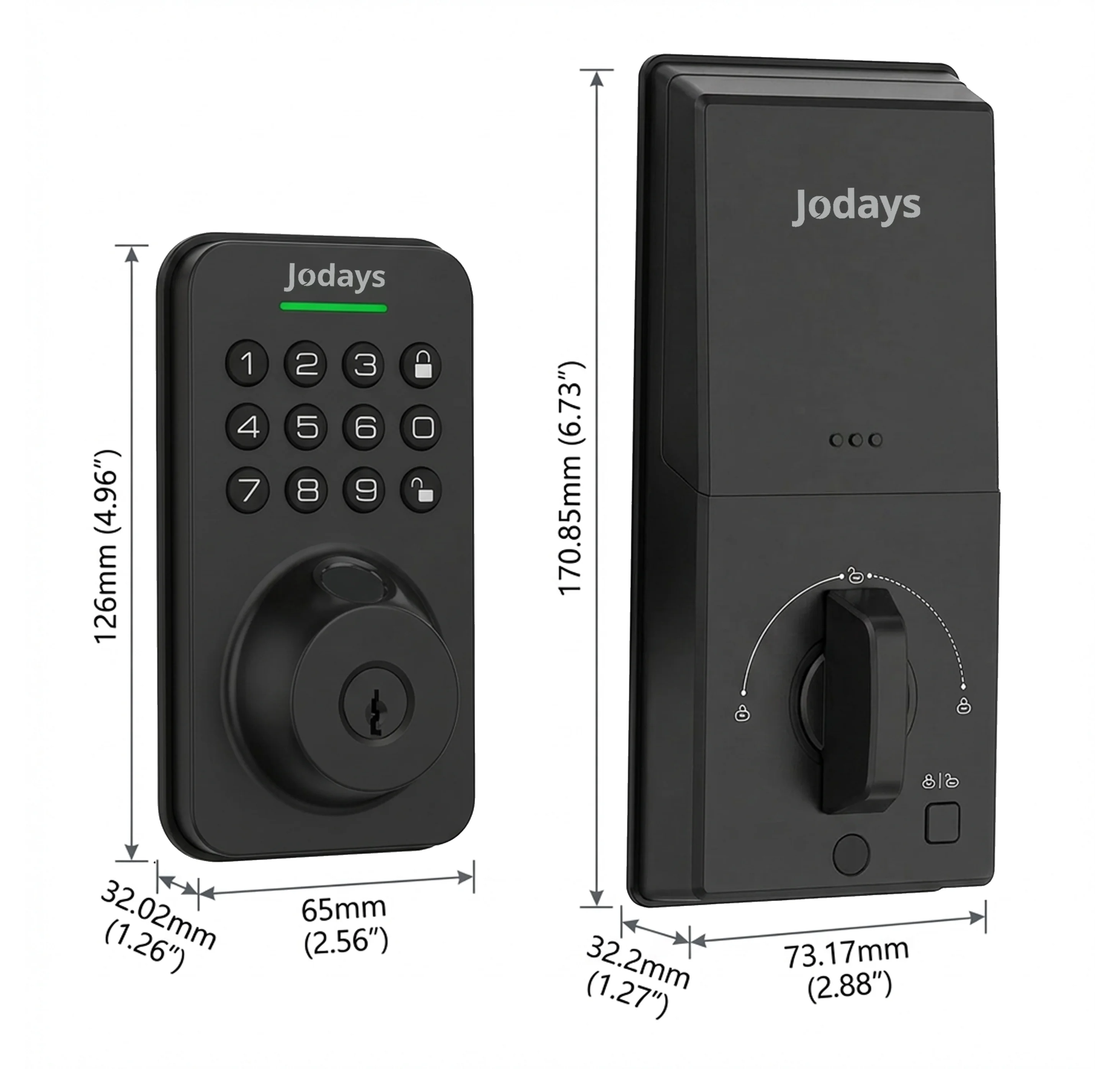 Jodays Smart Deadbolt Lock with Fingerprint & Keypad, Keyless Entry Door Lock with App Control, Temporary and One-Time Password, Auto Lock & Anti-Peep Passcode, Powered by 4pcs AA Alkaline Batteries (No Included), Easy Instal