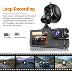 2 Camera Dash Cam W/ IR Night Vision Loop Recording & 2" IPS Screen 1080P ， DVR recorder, video recorder, Vehicle DVR