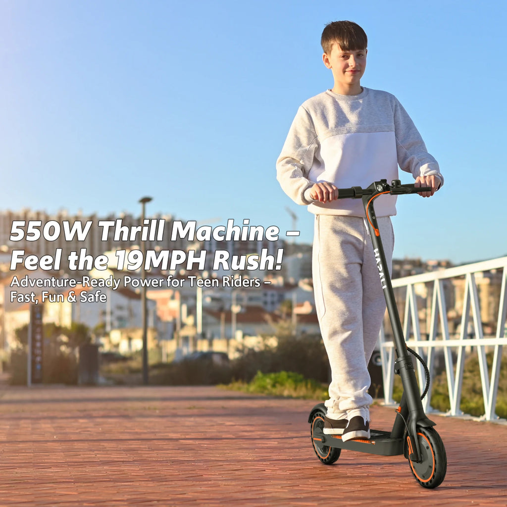 Electric Scooter Adults, 550W Motor, 19 Miles Range 19 MPH, UL Certified Folding E-Scooter for Adults Built-in Side Lights, Front Suspension with App Control