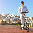 Electric Scooter Adults, 550W Motor, 19 Miles Range 19 MPH, UL Certified Folding E-Scooter for Adults Built-in Side Lights, Front Suspension with App Control